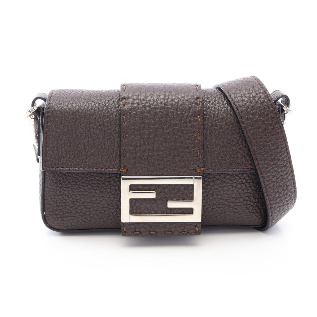 FENDI Fendi Selleria Baguette 2way Shoulder Bag Brown Leather image 1