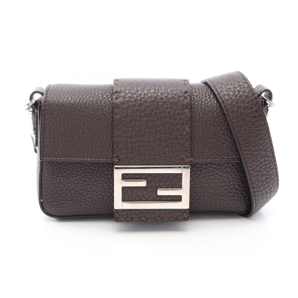 FENDI Fendi Selleria Baguette 2way Shoulder Bag Brown Leather image 1