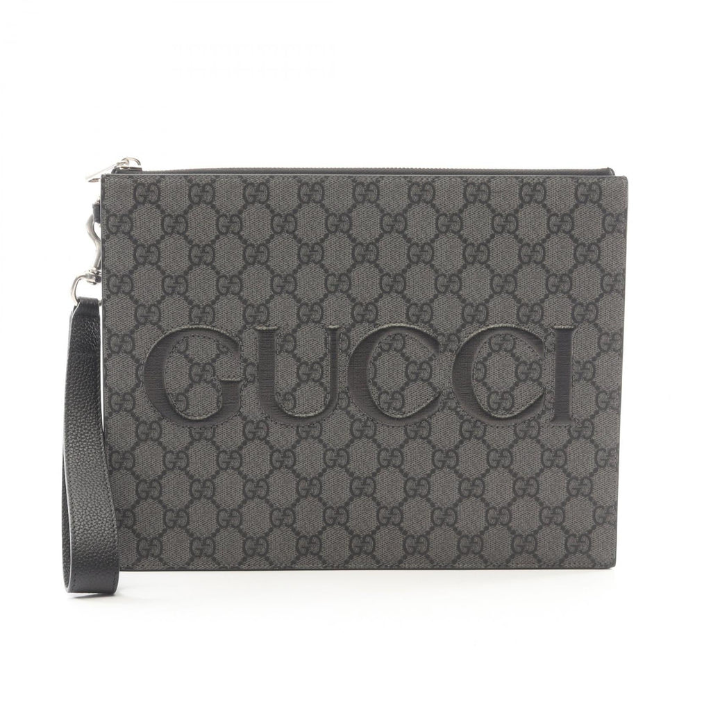 GUCCI Gucci Gg Supreme Business Bag Clutch Bag Gray/Black Pvc Coated Canvas×leather 768374 image 1