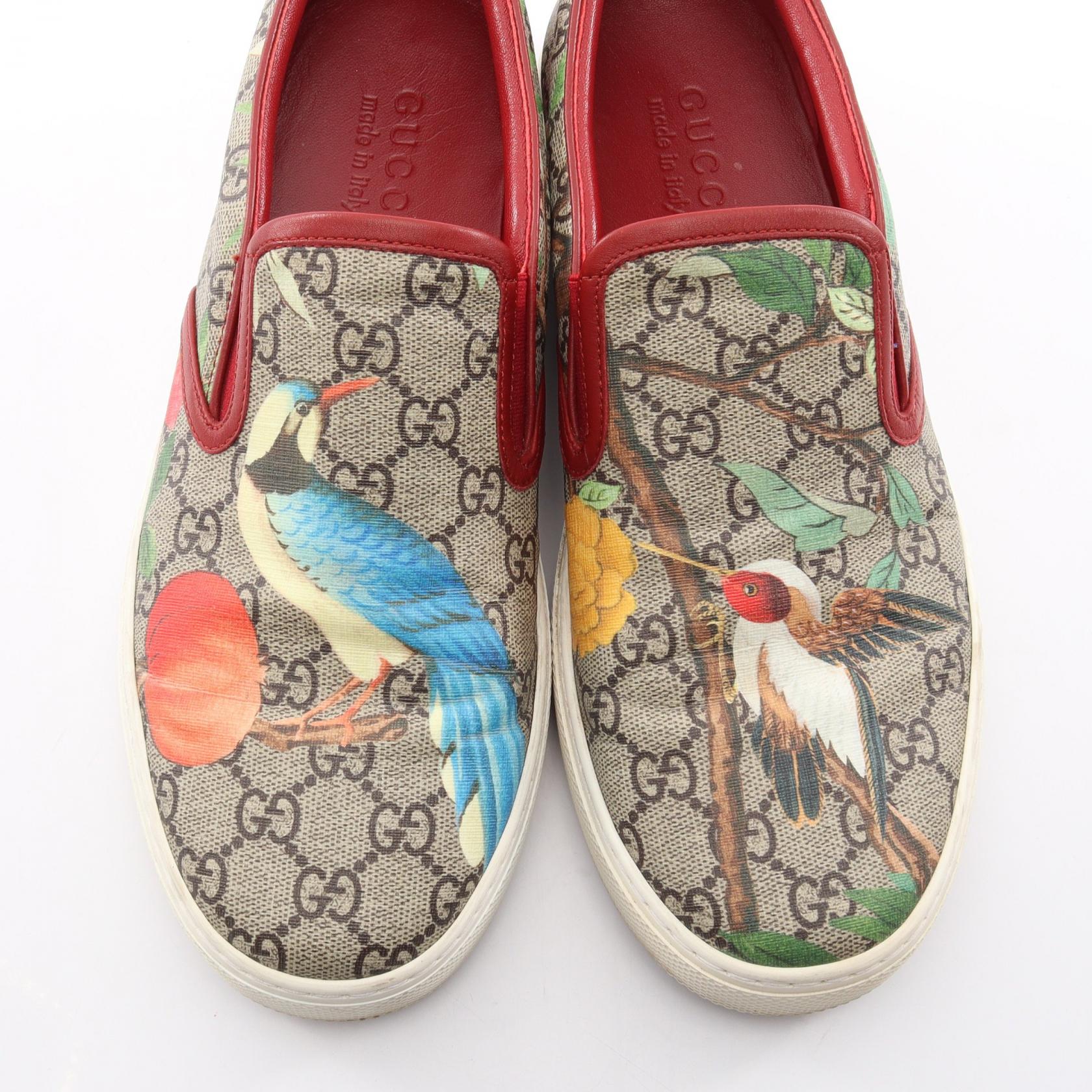 GUCCI Gucci Tian Gg Supreme Slip-On Sneakers Beige/Multicolor Pvc Coated Canvas×leather 427077 image 9