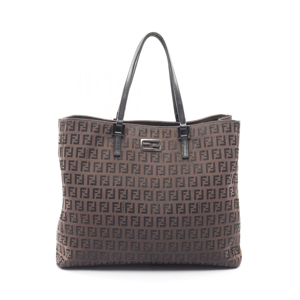 FENDI Fendi Zucchino Tote Bag Gray/Black Canvas×leather 8bh133 image 1
