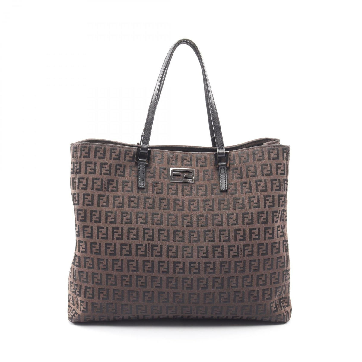 FENDI Fendi Zucchino Tote Bag Gray/Black Canvas×leather 8bh133 image 1