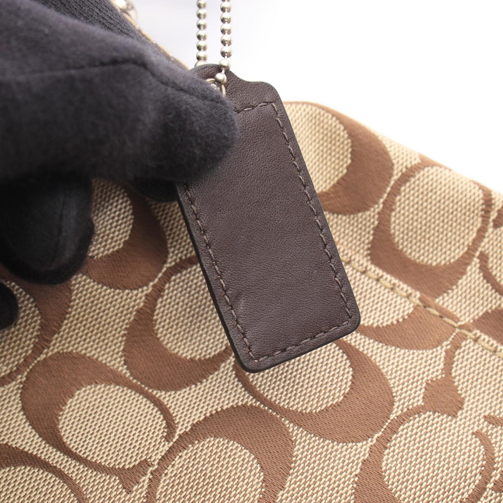 COACH Coach Signature Shoulder Bag Beige/Brown Canvas×leather F14446 image 13