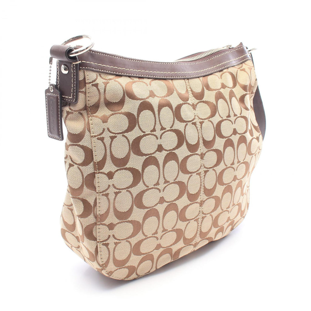 COACH Coach Signature Shoulder Bag Beige/Brown Canvas×leather F14446 image 2