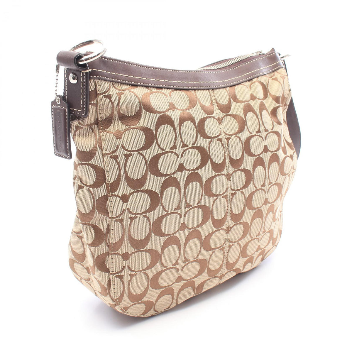 COACH Coach Signature Shoulder Bag Beige/Brown Canvas×leather F14446 image 2