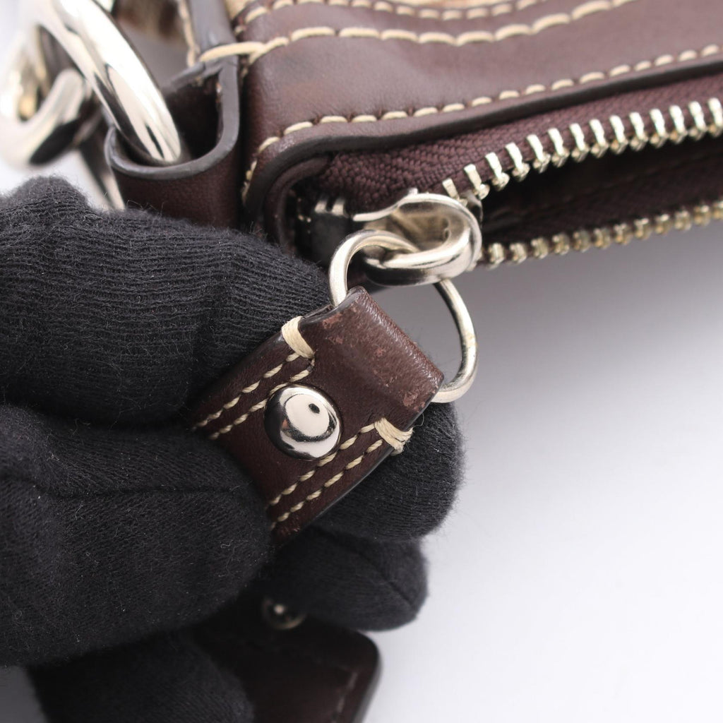 COACH Coach Signature Shoulder Bag Beige/Brown Canvas×leather F14446 image 6