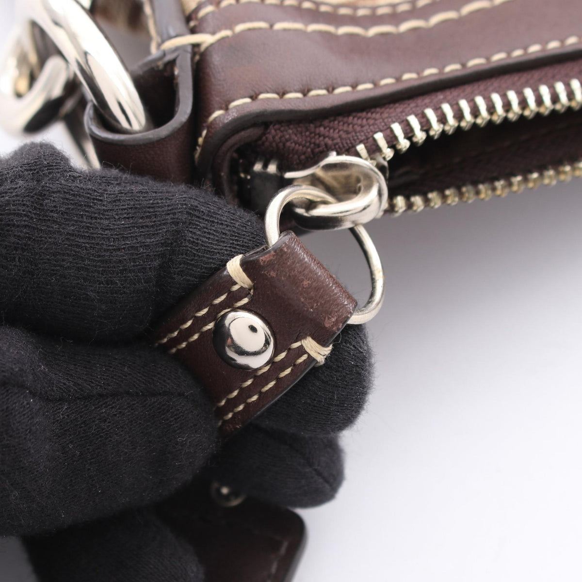 COACH Coach Signature Shoulder Bag Beige/Brown Canvas×leather F14446 image 6