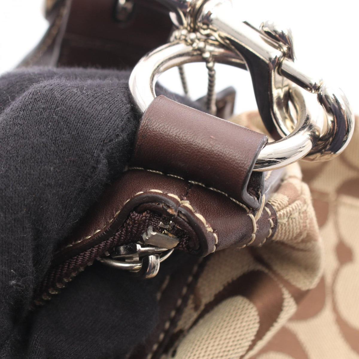 COACH Coach Signature Shoulder Bag Beige/Brown Canvas×leather F14446 image 7