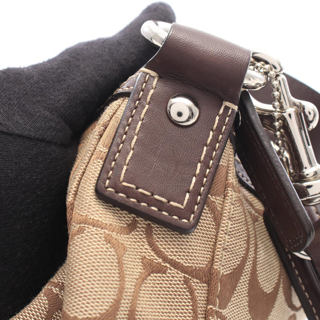COACH Coach Signature Shoulder Bag Beige/Brown Canvas×leather F14446 image 8