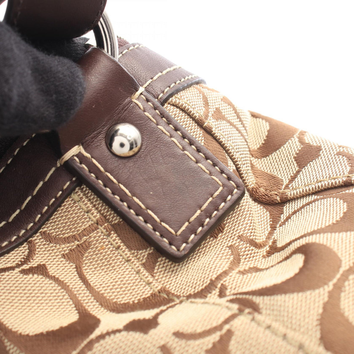 COACH Coach Signature Shoulder Bag Beige/Brown Canvas×leather F14446 image 9