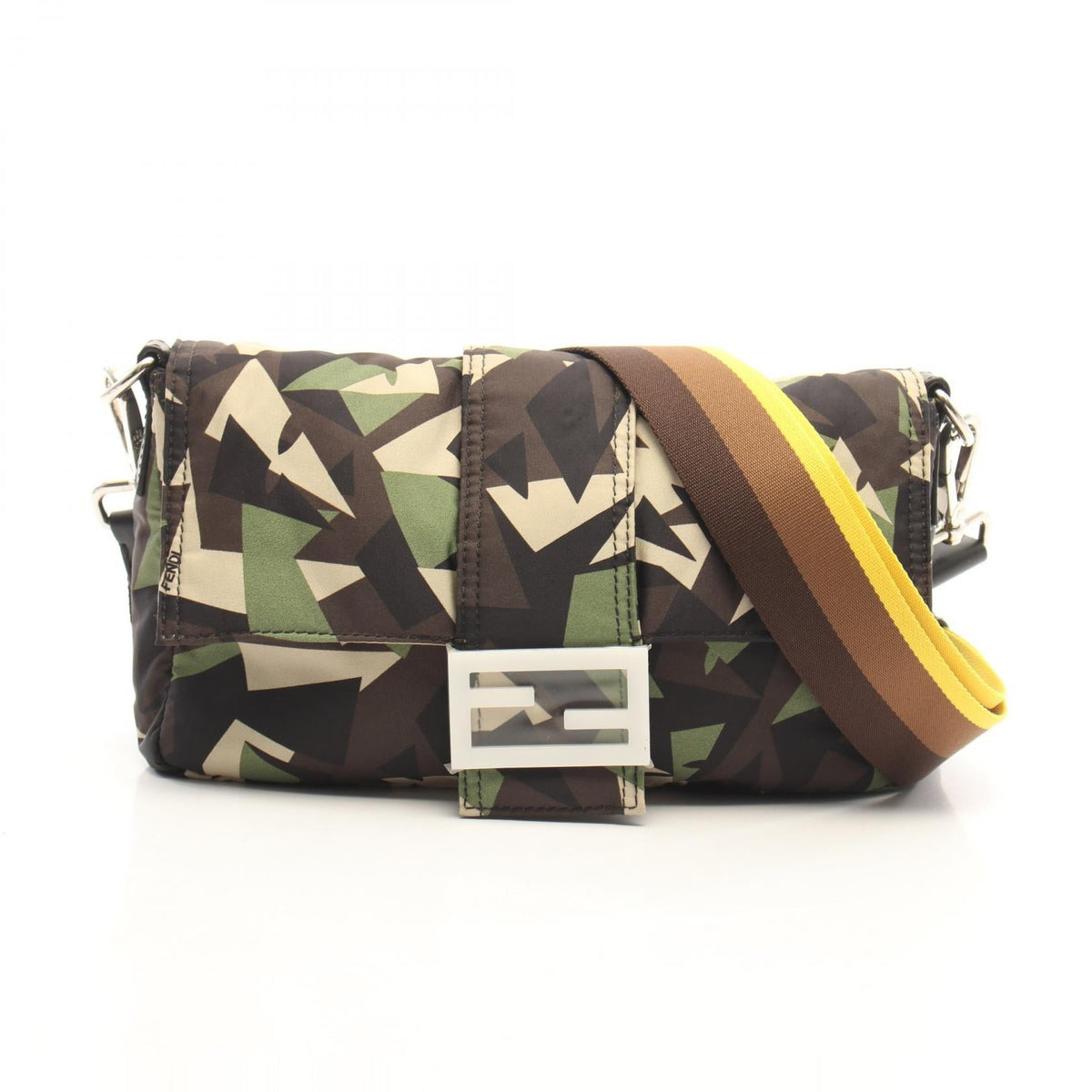 FENDI Fendi Mamma Baguette Shoulder Bag Khaki/Brown/Multicolor Nylon×leather 7va472 image 1