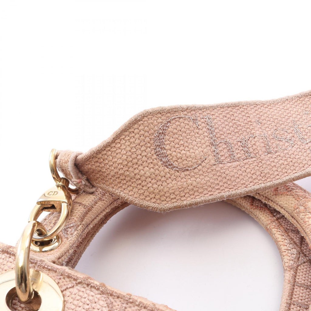 DIOR Christian Dior Lady D-Lite Medium Cannage Crossbody Handbag Canvas Pink Used image 10