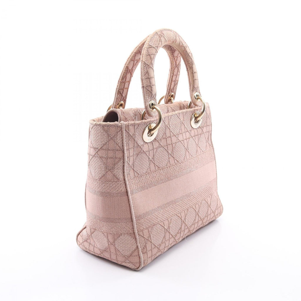 DIOR Christian Dior Lady D-Lite Medium Cannage Crossbody Handbag Canvas Pink Used image 2