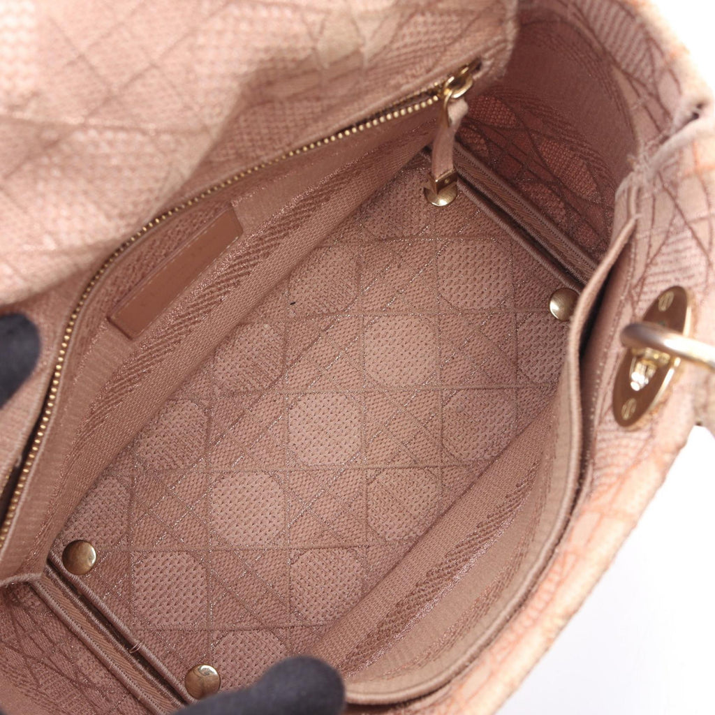 DIOR Christian Dior Lady D-Lite Medium Cannage Crossbody Handbag Canvas Pink Used image 3