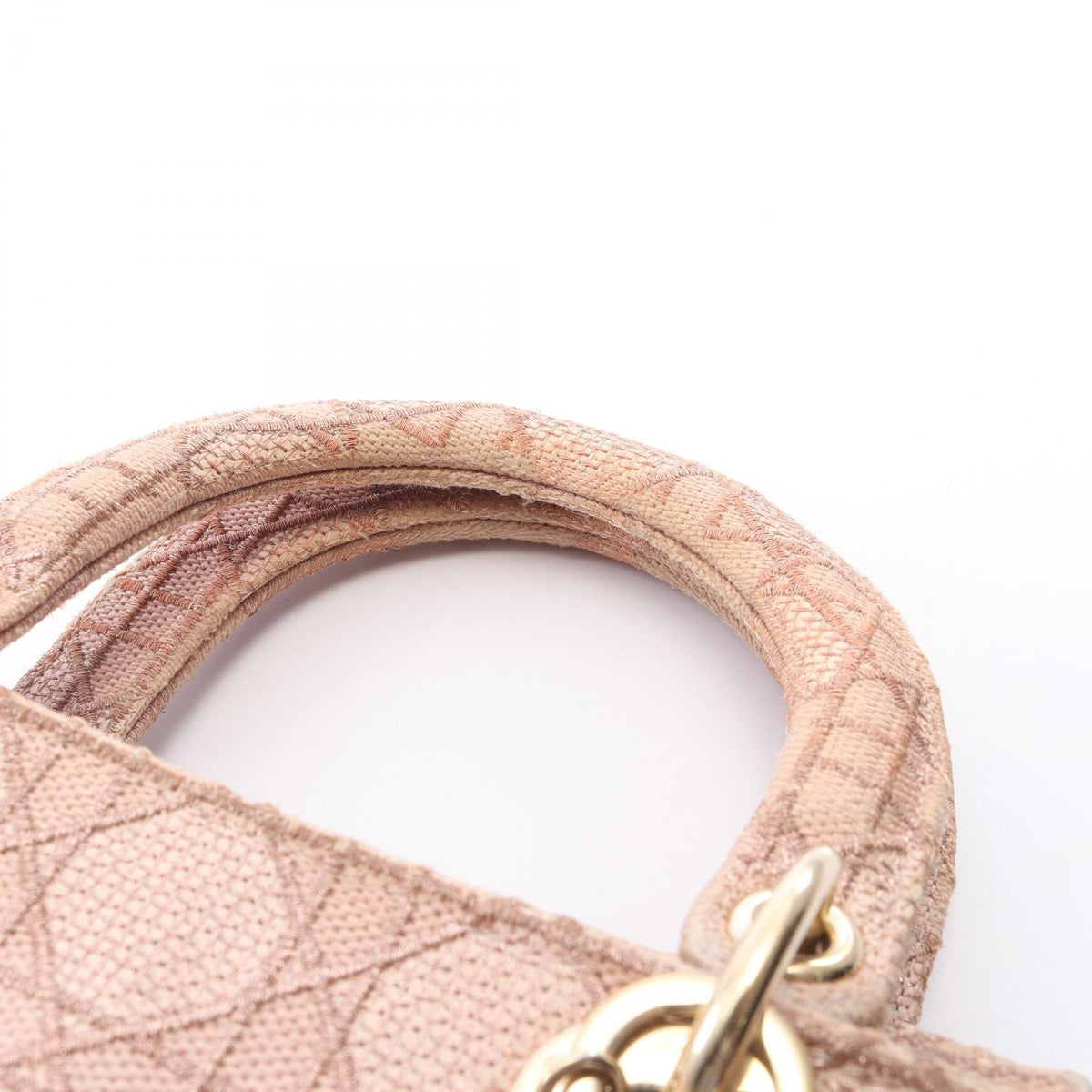 DIOR Christian Dior Lady D-Lite Medium Cannage Crossbody Handbag Canvas Pink Used image 6