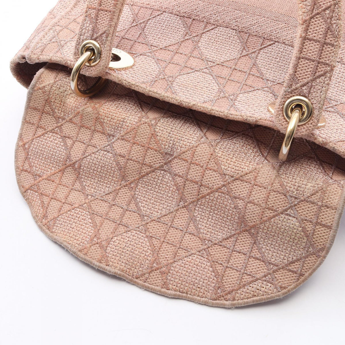 DIOR Christian Dior Lady D-Lite Medium Cannage Crossbody Handbag Canvas Pink Used image 8