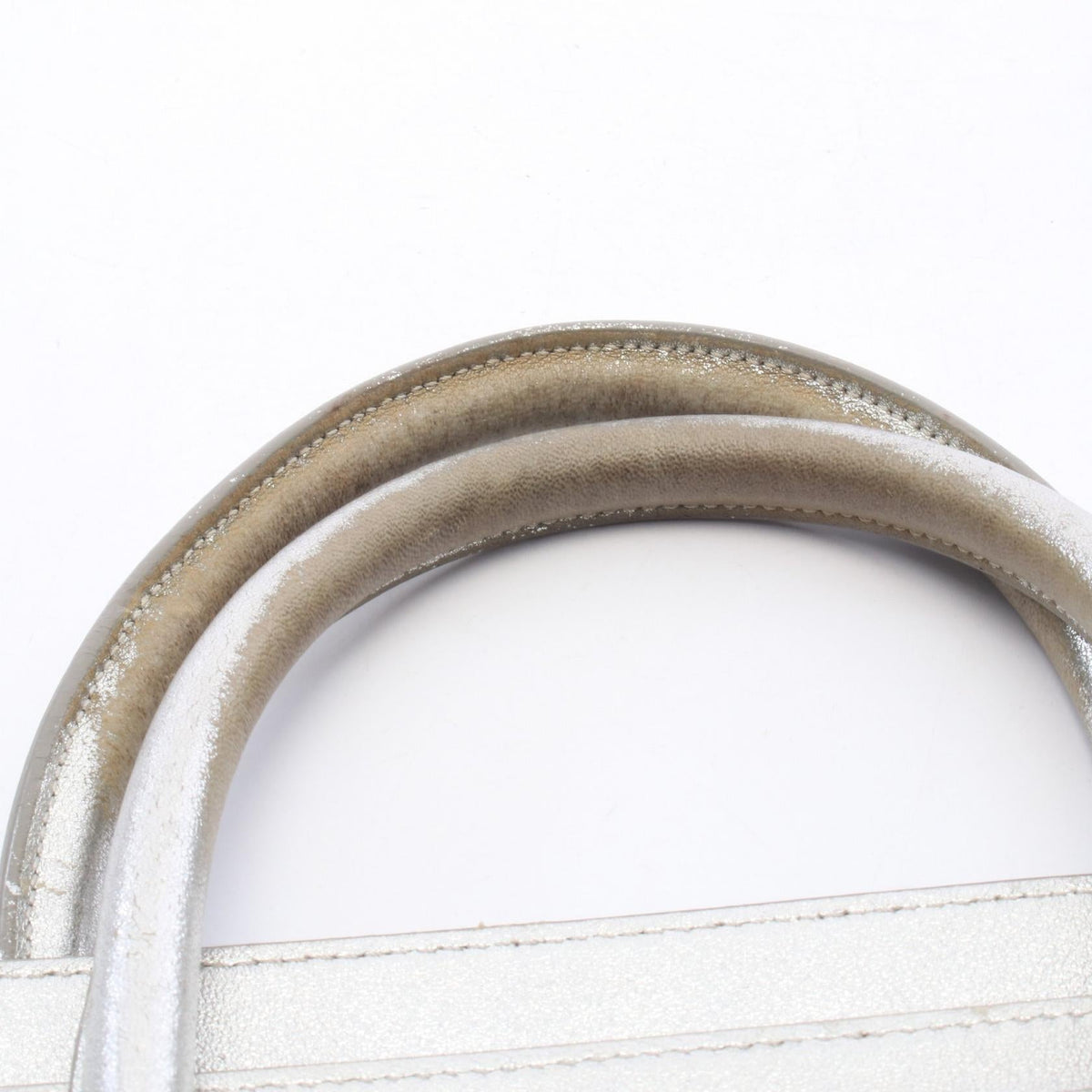 CELINE Celine Luggage Micro Shopper Handbag Silver Leather image 5