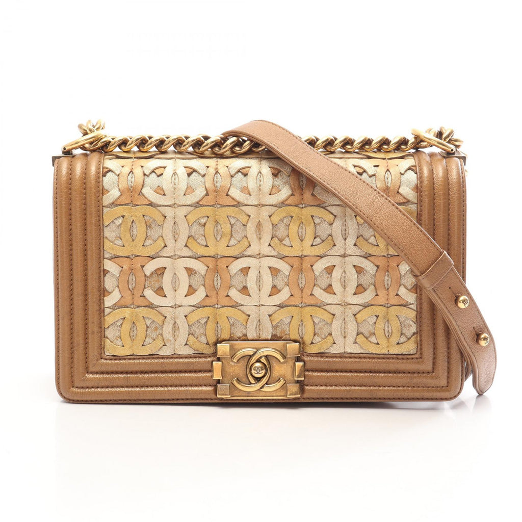 CHANEL Chanel Shoulder Bag Boy Chanel Dubai Limited Edition Antique Gold Hardware Leather Brown/Gold Boy Chanel Dubai Limited Edition Antique Gold Hardware A67086 image 1