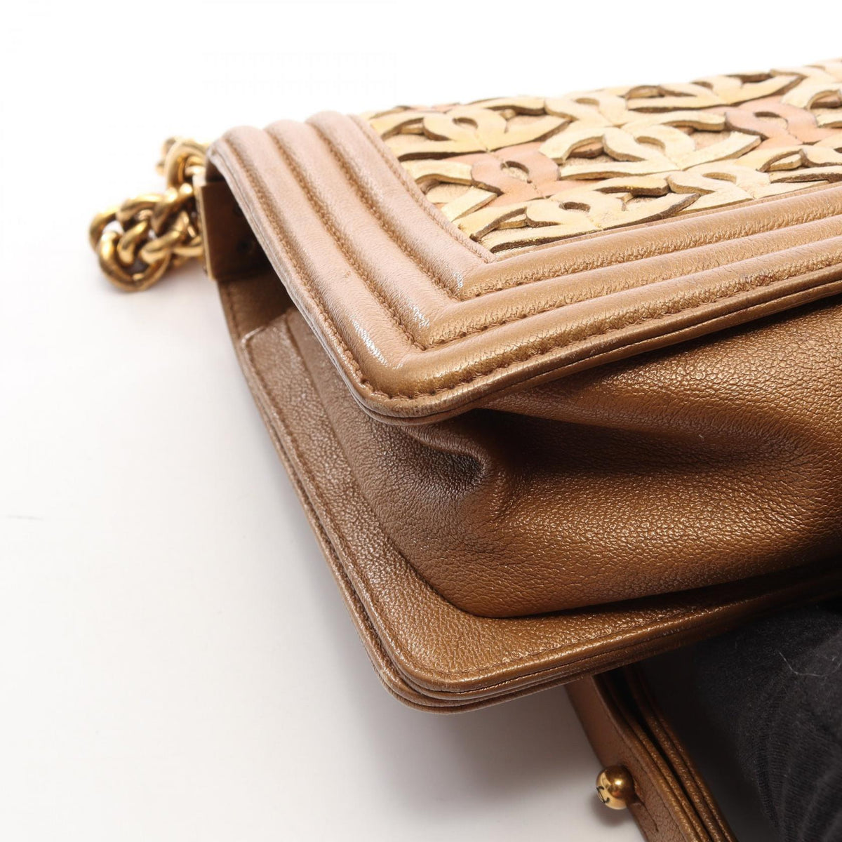 CHANEL Chanel Shoulder Bag Boy Chanel Dubai Limited Edition Antique Gold Hardware Leather Brown/Gold Boy Chanel Dubai Limited Edition Antique Gold Hardware A67086 image 10