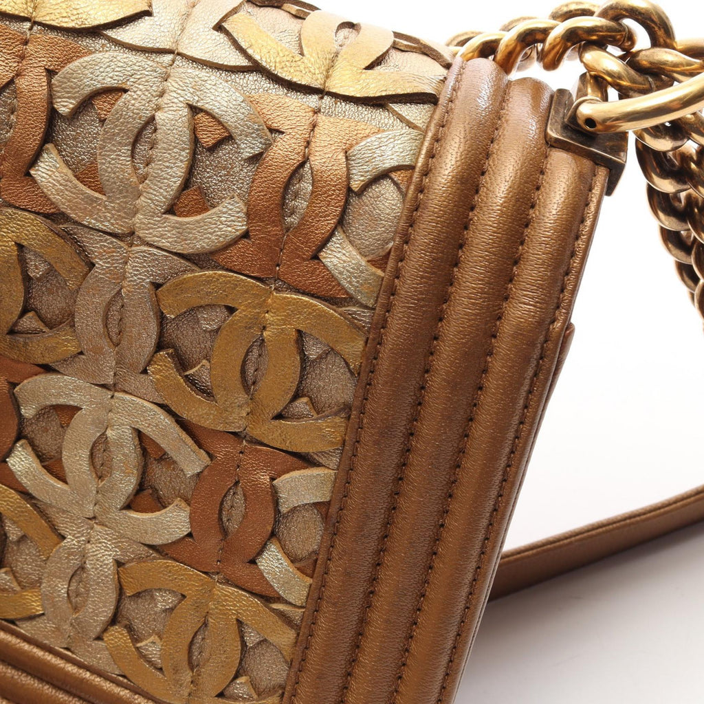 CHANEL Chanel Shoulder Bag Boy Chanel Dubai Limited Edition Antique Gold Hardware Leather Brown/Gold Boy Chanel Dubai Limited Edition Antique Gold Hardware A67086 image 11