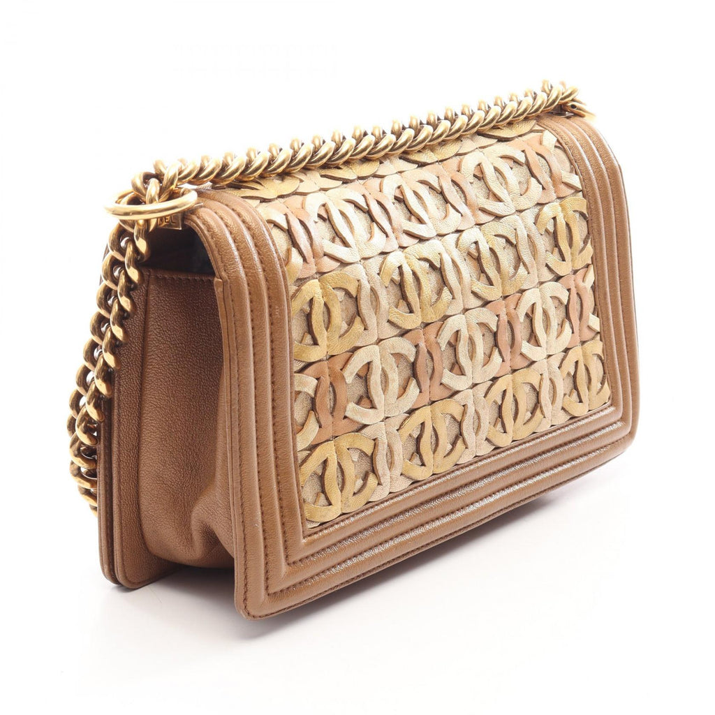 CHANEL Chanel Shoulder Bag Boy Chanel Dubai Limited Edition Antique Gold Hardware Leather Brown/Gold Boy Chanel Dubai Limited Edition Antique Gold Hardware A67086 image 2