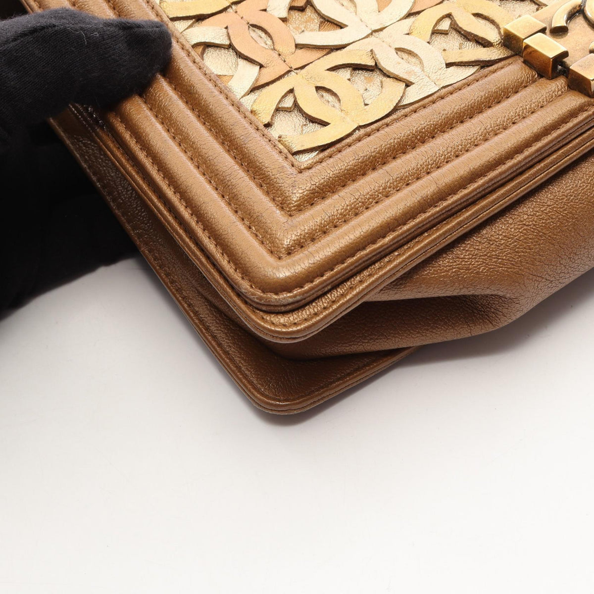 CHANEL Chanel Shoulder Bag Boy Chanel Dubai Limited Edition Antique Gold Hardware Leather Brown/Gold Boy Chanel Dubai Limited Edition Antique Gold Hardware A67086 image 7