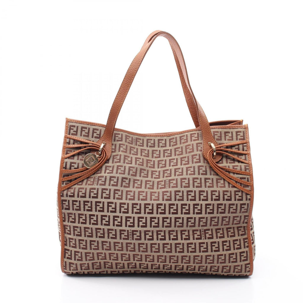 FENDI Fendi Zucchino Shoulder Tote Bag 8bh153 Canvas Leather Beige Brown Used Women image 1