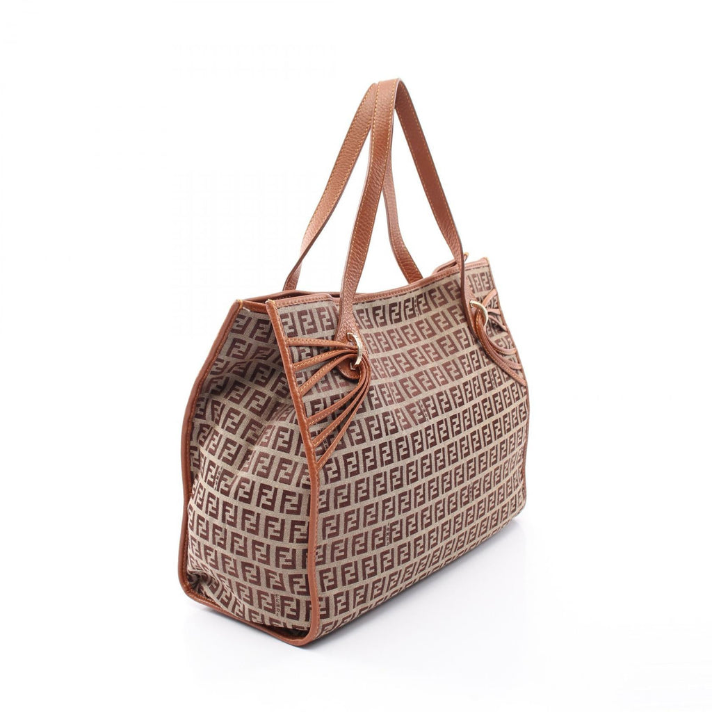FENDI Fendi Zucchino Shoulder Tote Bag 8bh153 Canvas Leather Beige Brown Used Women image 2