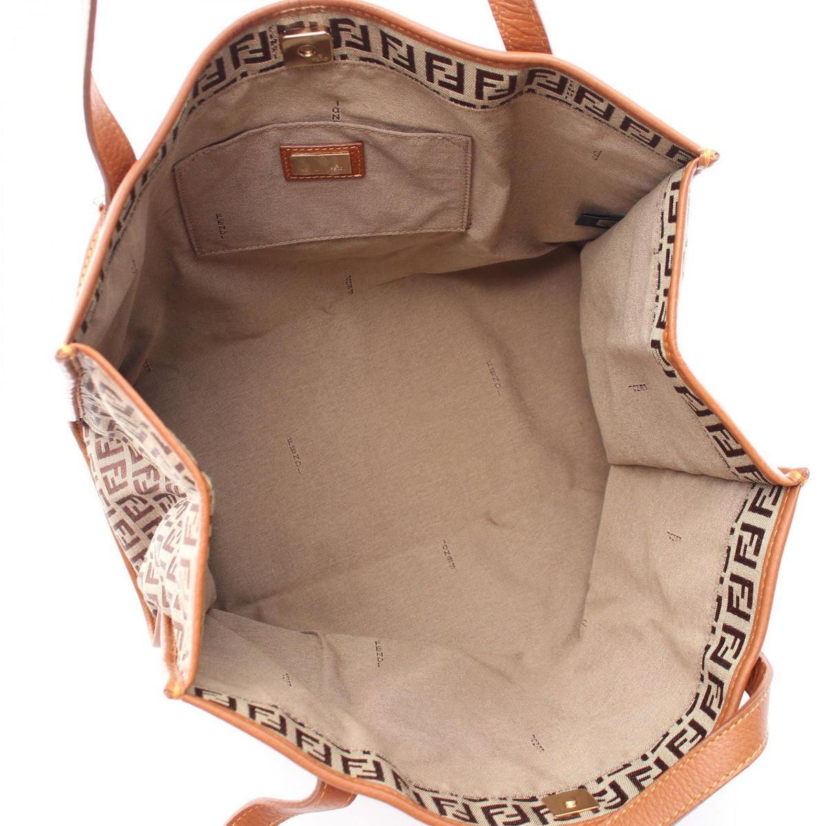 FENDI Fendi Zucchino Shoulder Tote Bag 8bh153 Canvas Leather Beige Brown Used Women image 3