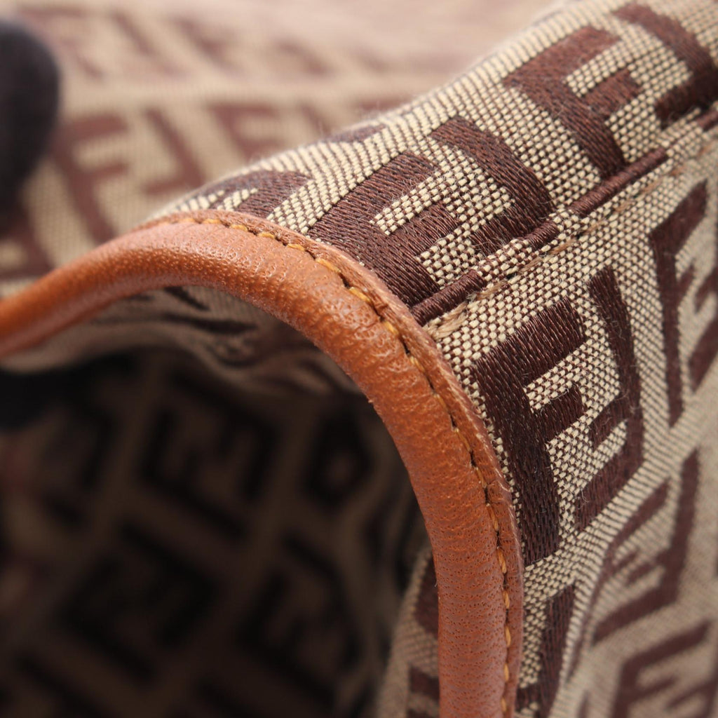 FENDI Fendi Zucchino Shoulder Tote Bag 8bh153 Canvas Leather Beige Brown Used Women image 5
