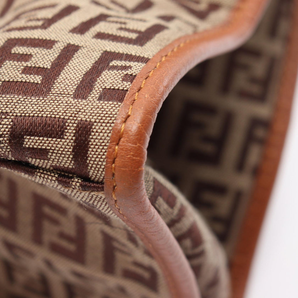 FENDI Fendi Zucchino Shoulder Tote Bag 8bh153 Canvas Leather Beige Brown Used Women image 6