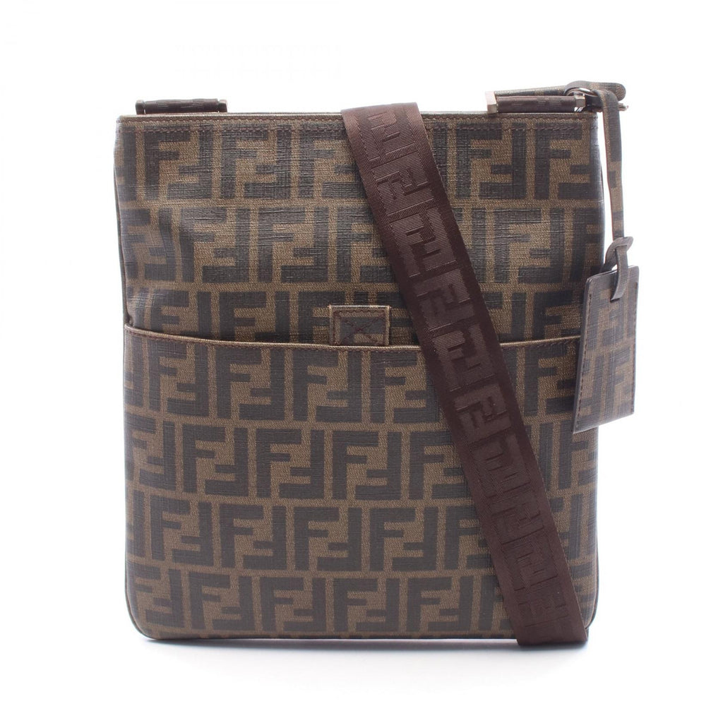 FENDI Fendi Zucca Shoulder Crossbody Bag 7va207 Pvc Coated Canvas Brown Black Used image 1