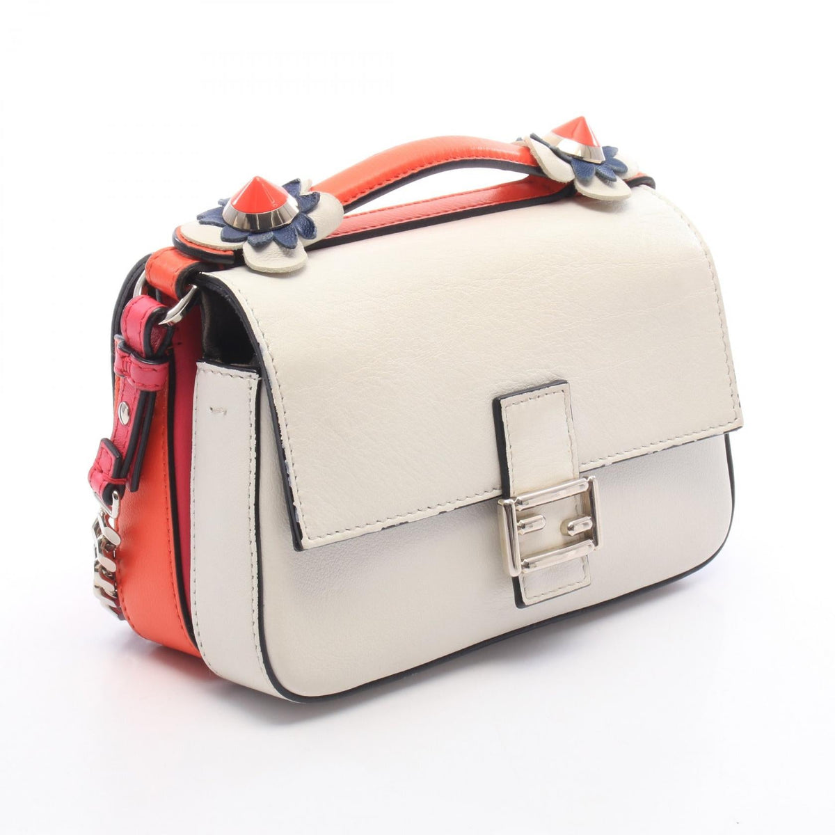 FENDI Fendi Double Micro Baguette 2way Handbag Pink/White/Multicolor Leather 8m0371 image 2