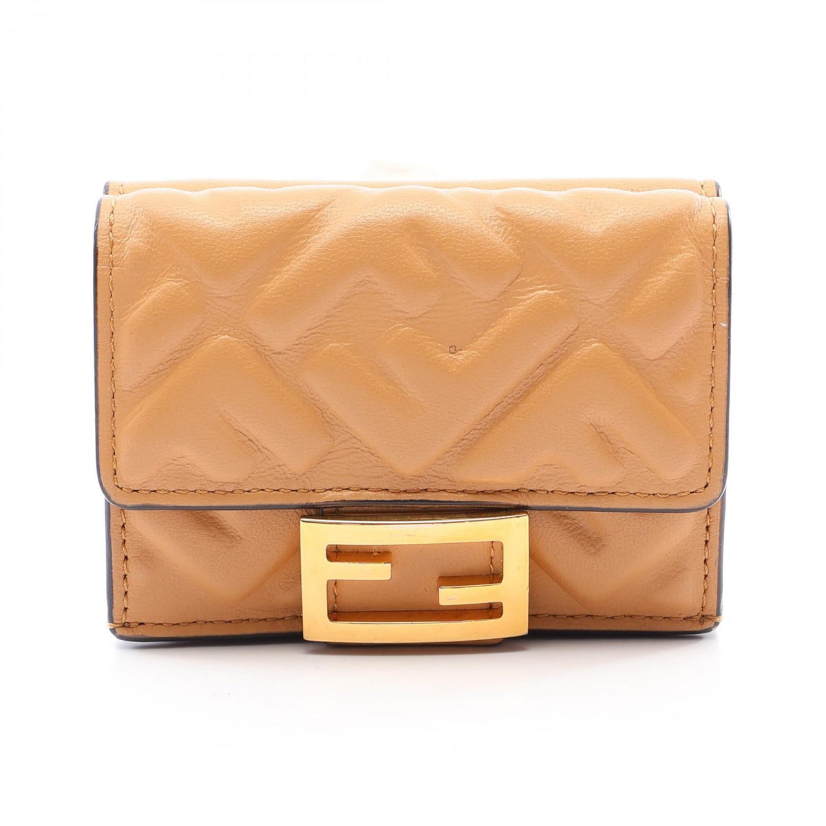 FENDI Fendi Baguette Ff Logo Tri-Fold Wallet 8m0395 Leather Beige Used Women image 1