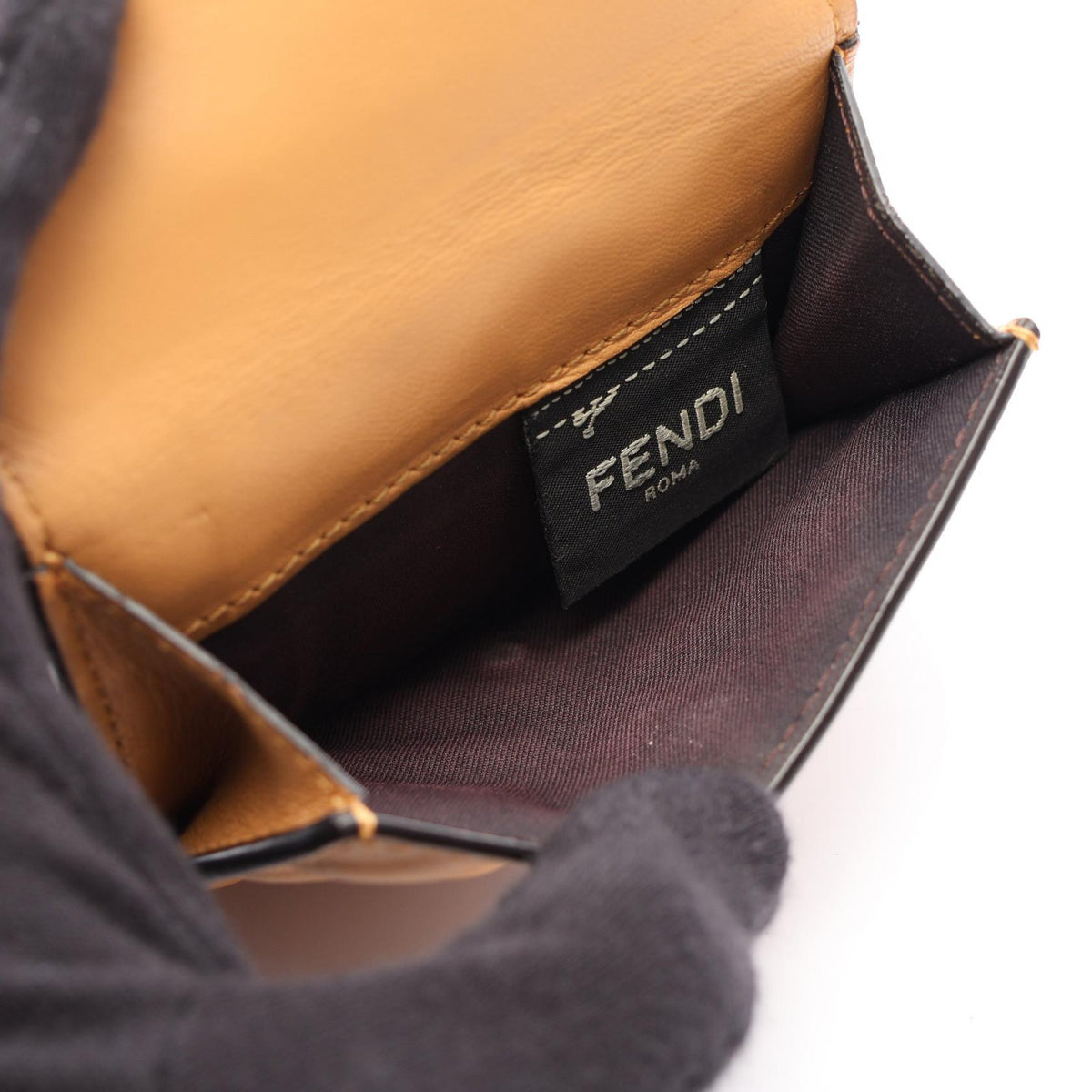 FENDI Fendi Baguette Ff Logo Tri-Fold Wallet 8m0395 Leather Beige Used Women image 4
