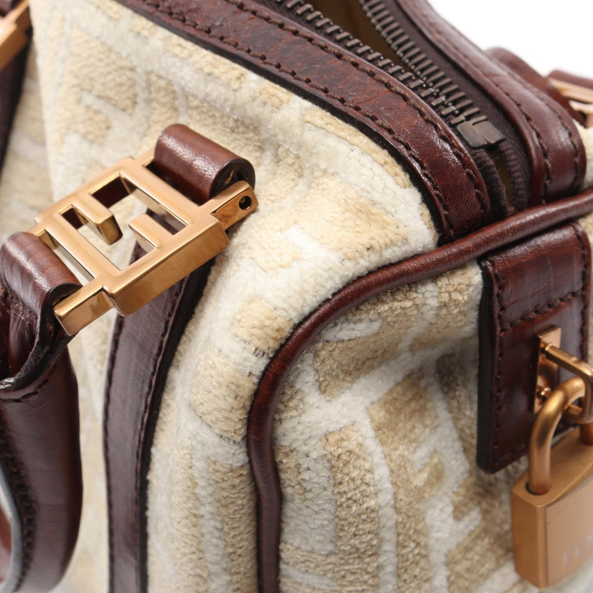 FENDI Fendi Zucca Tote Bag Beige/White/Brown Fabric×leather image 14