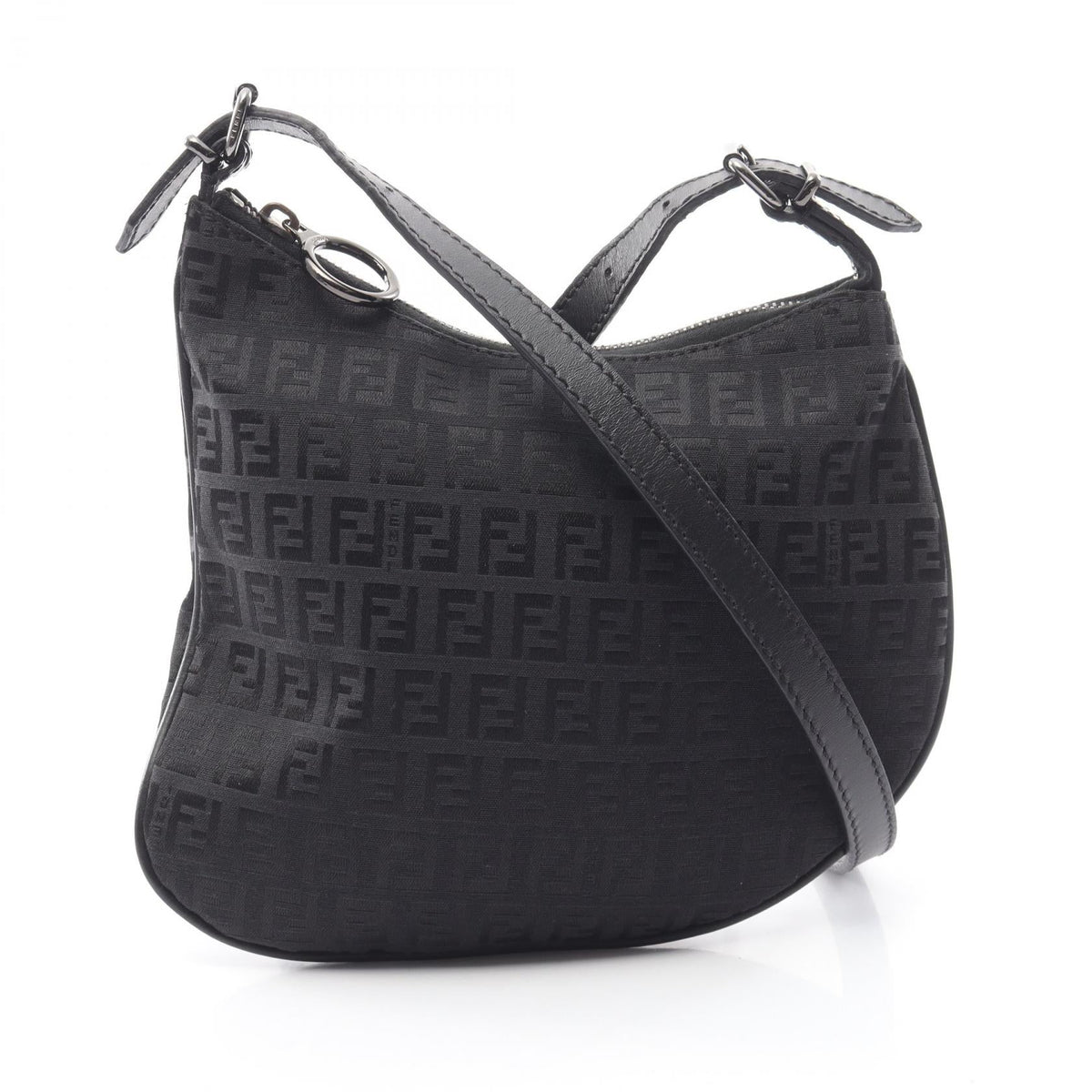 FENDI Fendi Zucchino Shoulder Bag Black Canvas×leather 8br248 image 1