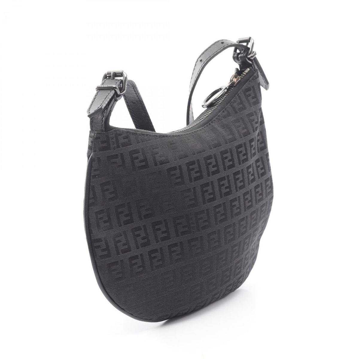 FENDI Fendi Zucchino Shoulder Bag Black Canvas×leather 8br248 image 2