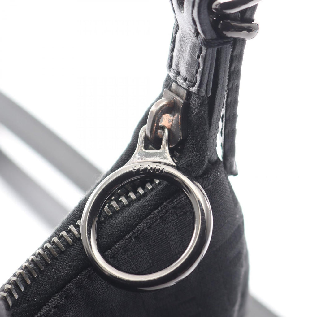 FENDI Fendi Zucchino Shoulder Bag Black Canvas×leather 8br248 image 8