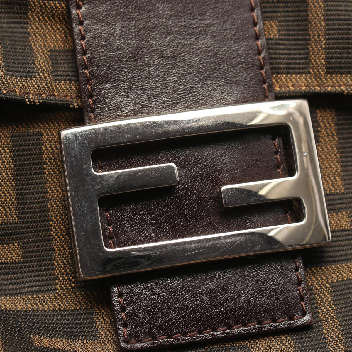 FENDI Fendi Zucca Shoulder Bag Brown/Black Canvas×leather 26730 image 12
