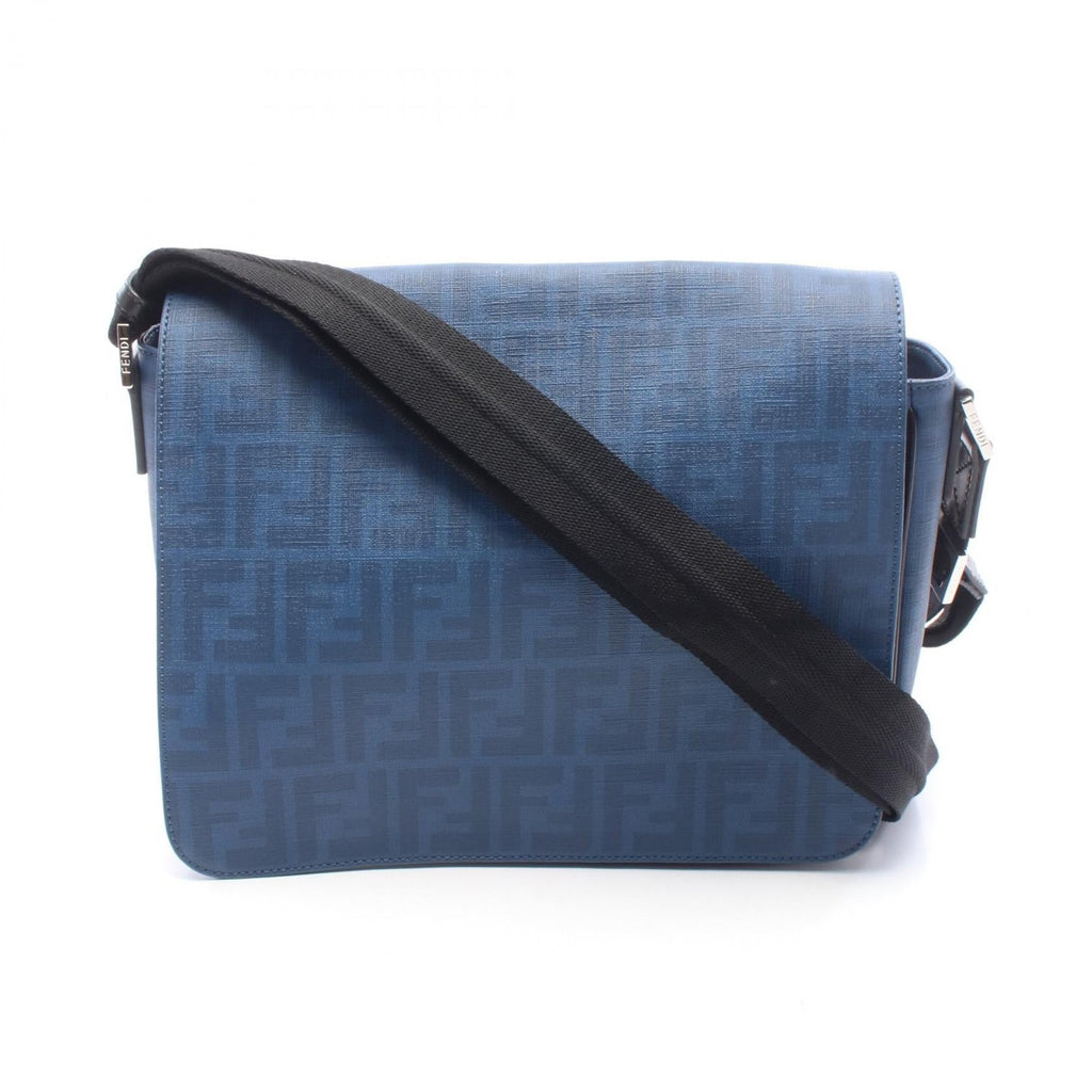 FENDI Fendi Zucca Crossbody Shoulder Bag Pvc Coated Canvas Leather Blue Black Used image 1