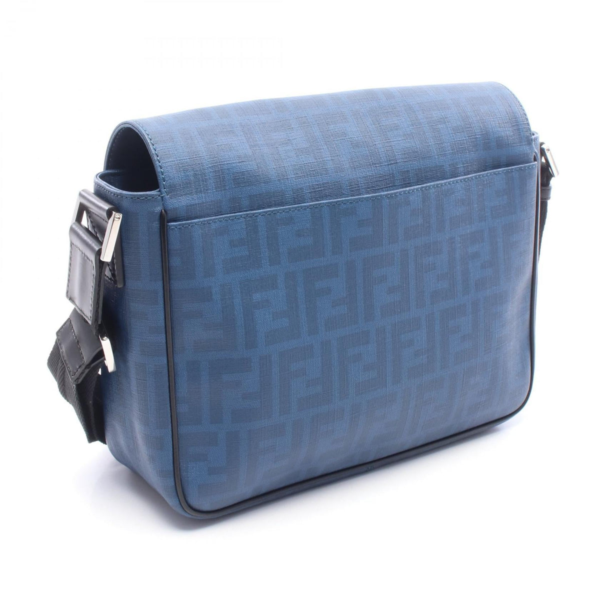 FENDI Fendi Zucca Crossbody Shoulder Bag Pvc Coated Canvas Leather Blue Black Used image 2