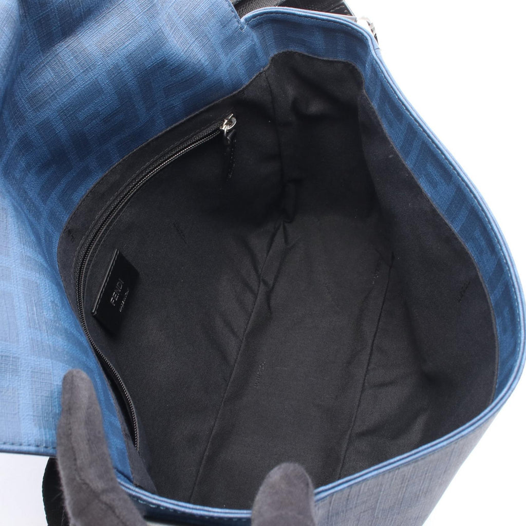 FENDI Fendi Zucca Crossbody Shoulder Bag Pvc Coated Canvas Leather Blue Black Used image 3