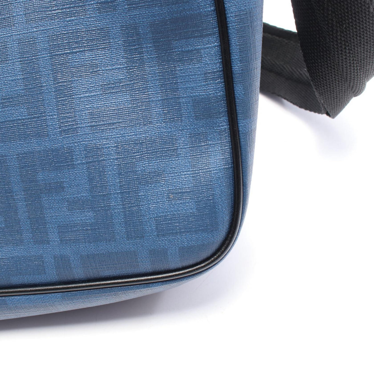 FENDI Fendi Zucca Crossbody Shoulder Bag Pvc Coated Canvas Leather Blue Black Used image 5