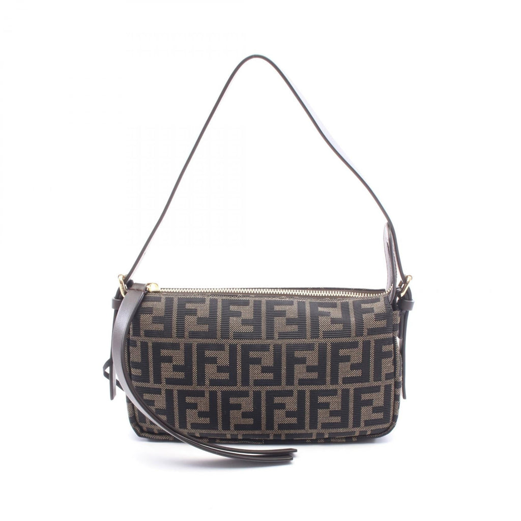 FENDI Fendi Zip Top Small Shoulder Bag Brown/Black Canvas×leather 8bs123b17af14yn image 1