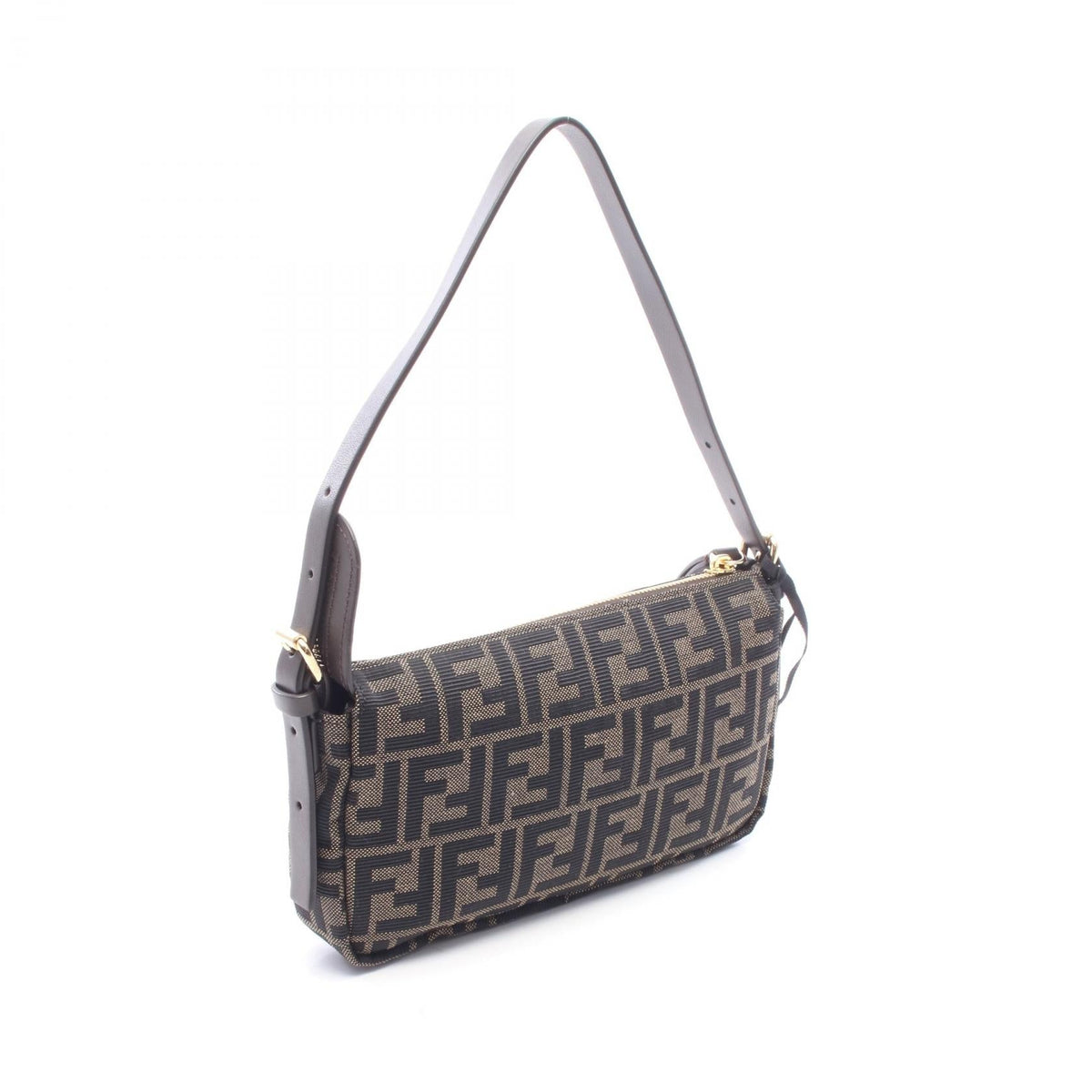 FENDI Fendi Zip Top Small Shoulder Bag Brown/Black Canvas×leather 8bs123b17af14yn image 2