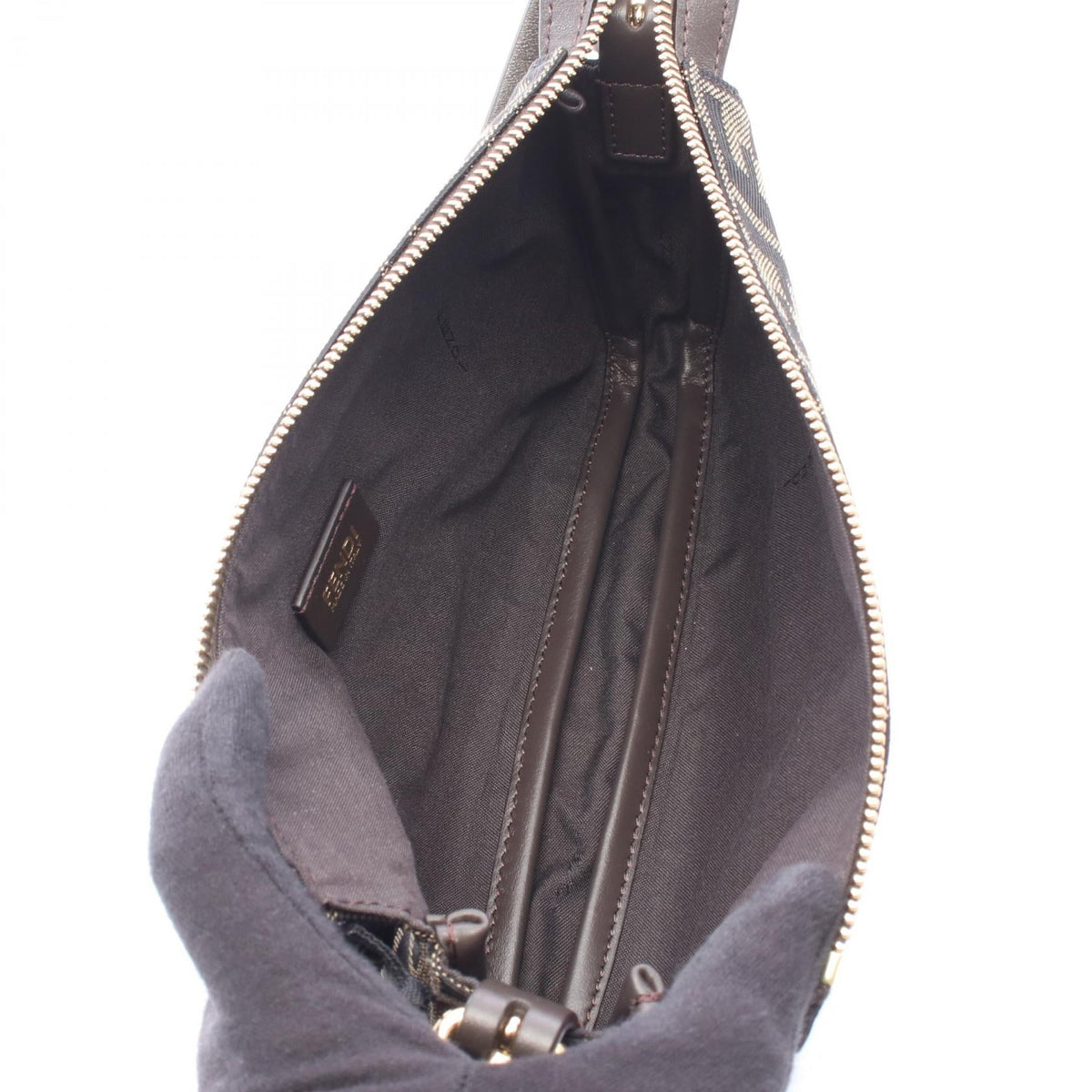 FENDI Fendi Zip Top Small Shoulder Bag Brown/Black Canvas×leather 8bs123b17af14yn image 3