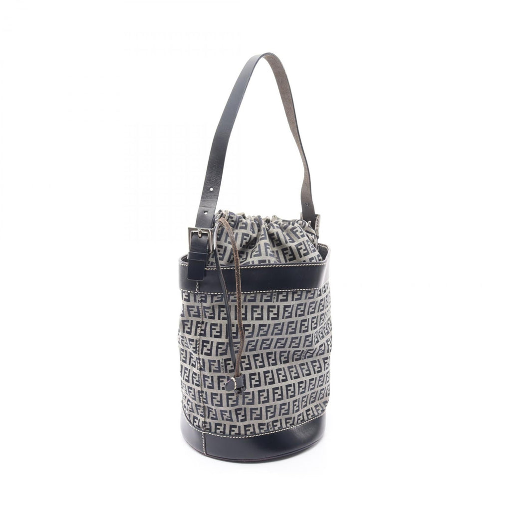FENDI Fendi Zucchino Shoulder Bag 16325 Canvas Leather Gray Navy Used Women image 2