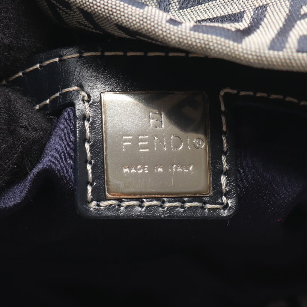 FENDI Fendi Zucchino Shoulder Bag 16325 Canvas Leather Gray Navy Used Women image 4