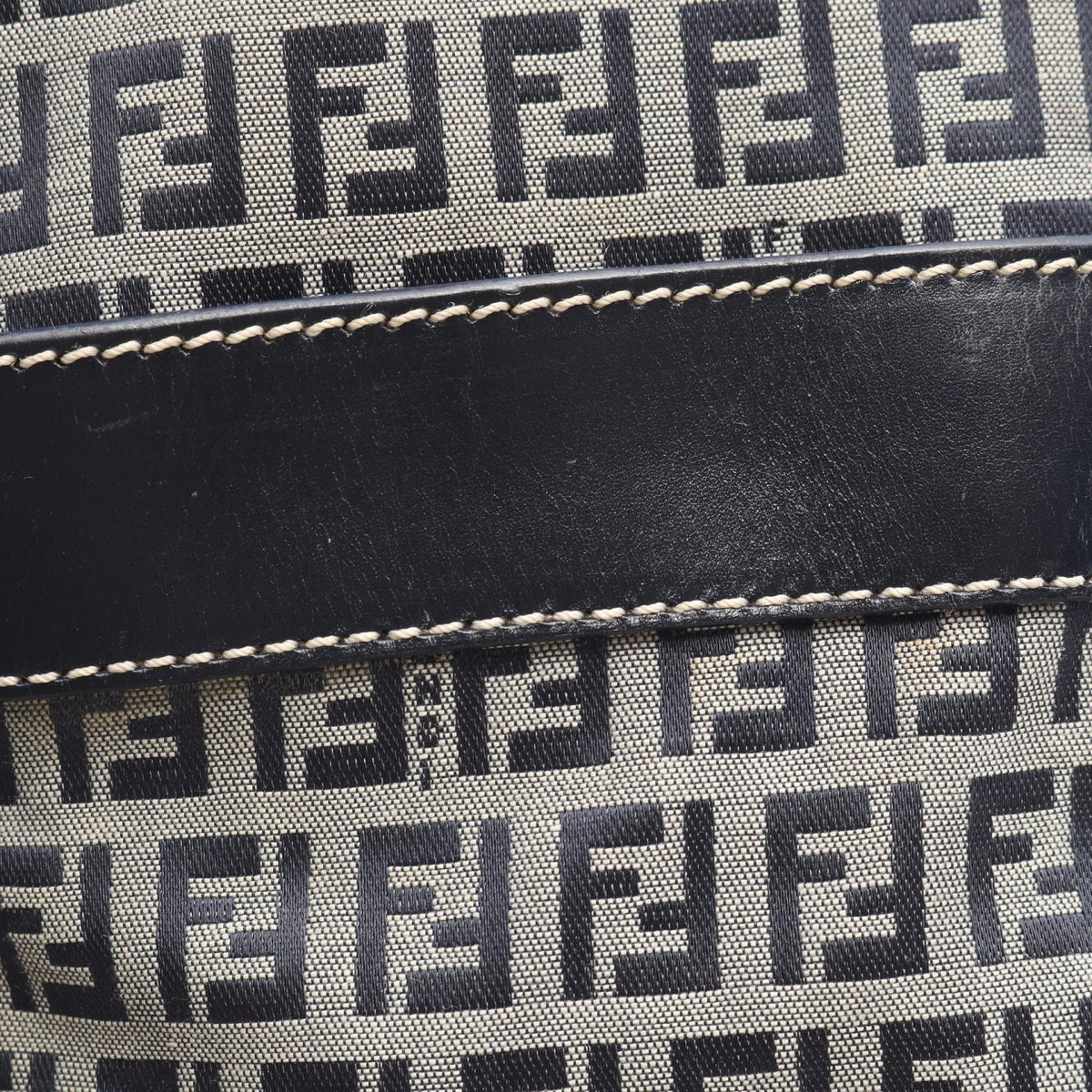 FENDI Fendi Zucchino Shoulder Bag 16325 Canvas Leather Gray Navy Used Women image 8